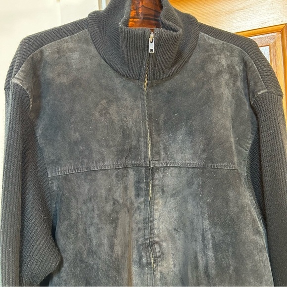 Marc Edwards Full Zip Leather Sweater Jacket Black Size XXL - Picture 3 of 12